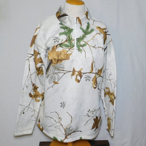 RealTree Outdoor Leaves Pullover Fleece Quarter Zip Women's Jacket Size XL 16-18 - Picture 1 of 13